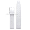 White perforated silicone watch strap with a silver quick release buckle