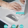 A silver AI voice typing mouse is shown next to a laptop, illustrating voice efficient input for typing.