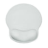 A white ergonomic wrist support mouse pad with a contoured shape.