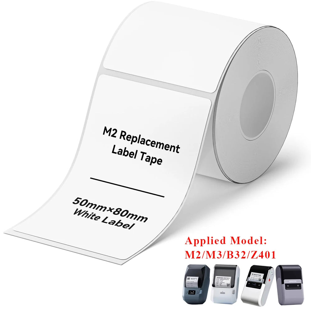 Roll of M2 Replacement Label Tape with 50mmx80mm White Labels