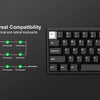 A keyboard showing various keycap layouts and compatibility options for mechanical and optical keyboards.