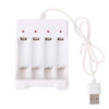 White universal rechargeable battery charger with multiple slots for AAA and AA cells