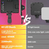 Comparison of a new version of a portable clip-on LED light with others, highlighting features like LED beads and battery cap
