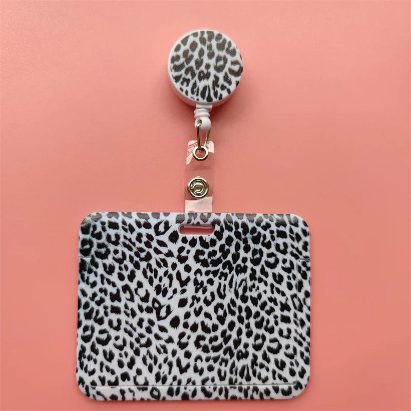 Leopard Retractable Card Holder Clip for Badges and IDs