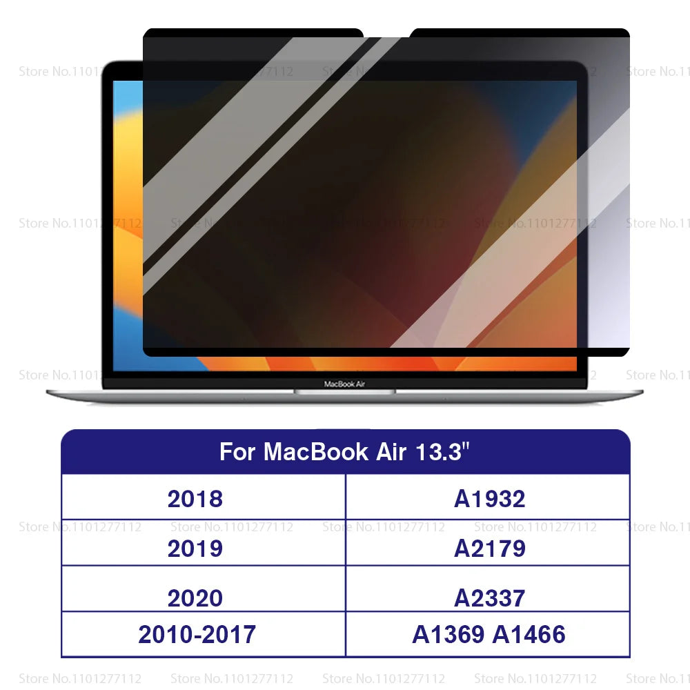 شاشة حاسوب محمول تعرض خلفية داكنة مع خطوط ضوئية مائلة، بجانب معلومات التسعير لـ MacBook Air m