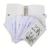 A clear binder set with multiple sheets of paper inside, featuring a 25K monthly savings challenge design.