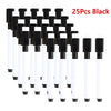 A set of 25 black dry erase markers with magnetic erasers.
