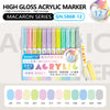 A set of 12 high-gloss acrylic marker pens in various pastel and bright colors from the Macaron series