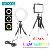 A tripod-mounted 6 inch lighting effect light with multiple color filters for photography and video