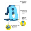 Support de téléphone en silicone bleu avec trou de fil et patin antidérapant portable.