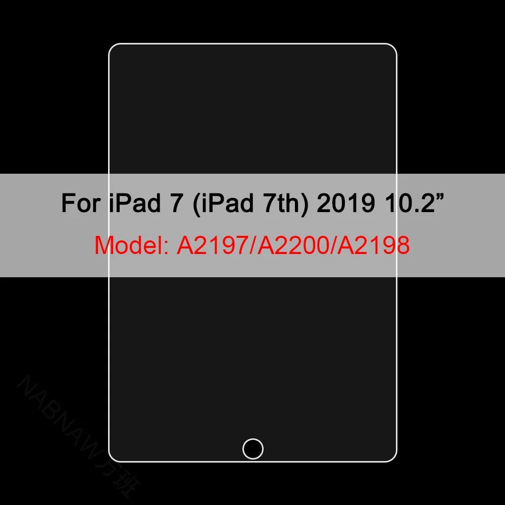 Matte PET screen protector film for an iPad 7th generation device.