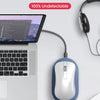 A white computer mouse is shown next to a laptop and a notebook, with text indicating it is 100% undetectable.
