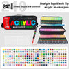 A set of 240 direct liquid ink acrylic marker pens in various colors and tips for drawing and art projects.