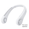 White bladeless portable neck fan with adjustable speed setting