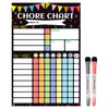 A black and yellow magnetic weekly chore chart for kids with daily chore slots and a reward section.