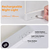 A white rechargeable acrylic night light is shown with switch, color, and timer buttons.