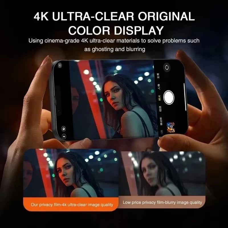 Hands hold a smartphone displaying a clear image, demonstrating the 4K ultra-clear color display technology.