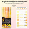 A set of six yellow acrylic painting handwriting pens with thick nibs and various shades of yellow ink.