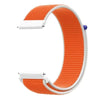 Orange and white nylon loop watch strap for a kids' watch.
