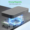 A close-up view of a strong magnetic charging module placed on an iPad, demonstrating wireless power transfer.
