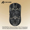 Black Attack Shark gaming mouse featuring carbon fiber composite construction and 8K mini receiver.
