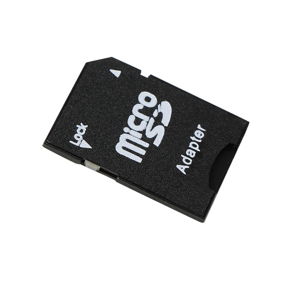 A black multi-function memory card adapter with a lock feature.