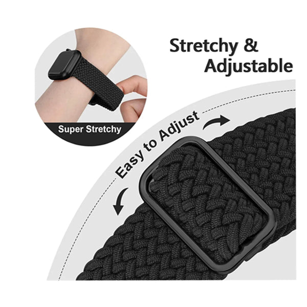 Bracelet de montre tressé noir, extensible et ajustable pour appareils Garmin