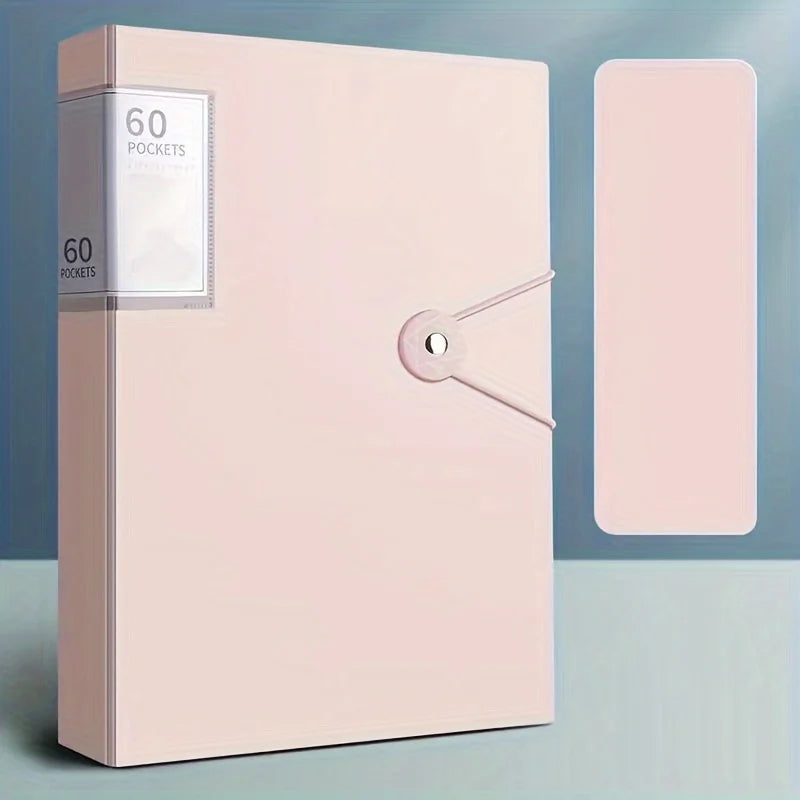 Carpeta A4 rosa y resistente con 6 bolsillos para organizar documentos.