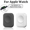 A magnetic wireless charger for an Apple Watch, shown with the watch and the charging pad.