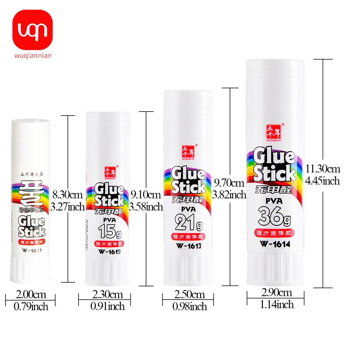 A set of Glue Stick pens in various colors and sizes, packaged for craft use.