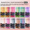 A set of 72 multi-color acrylic painting gel pens in various shades including warm yellow, natural forest, and purple.