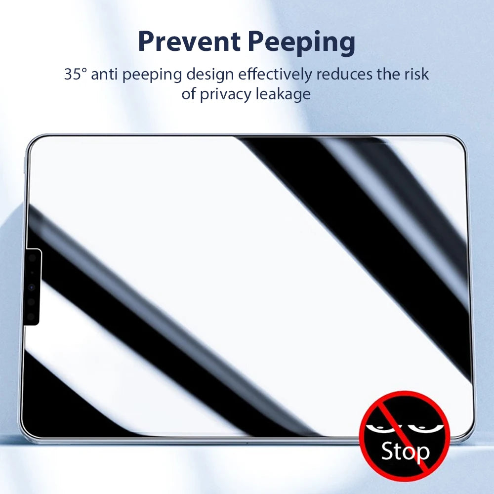 A close-up view of a smartphone screen protector featuring a 35 degree anti-peeping design.