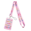 Pink lanyard with text I DON'T KNOW I JUST WORK HERE on the strap and a pink tag