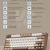 A close-up view of the AULA F75 mechanical keyboard with a light brown casing and beige keycaps.