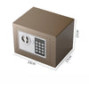 A brown digital lock safe box with a keypad and keyhole, shown from the top-front angle.
