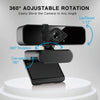 Schwarze 4K Ultra HD USB-Webcam mit verstellbarem Rotationsmechanismus auf weißem Untergrund