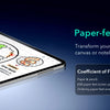 A tablet displaying a digital canvas with a pen drawing on it, demonstrating the paper-feel surface feature.
