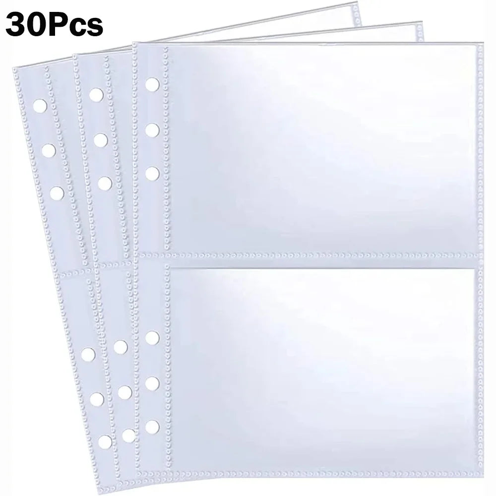 30 pieces of A5 transparent photo card binder sleeves with perforated edges