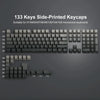 A set of 133 side-printed keycaps for mechanical keyboards, showing various layouts and profiles.