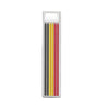 A precision mechanical pencil with a built-in sharpener, showing several colored pencils inside.