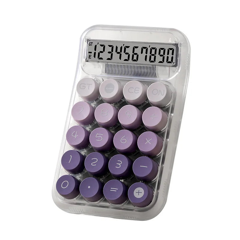 A clear plastic electronic calculator with a digital display and multiple buttons for a Dopamine Gradient Calculator.