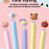 A set of four cute heart-shaped gel pens featuring animal patterns like a bear, a panda, and others.