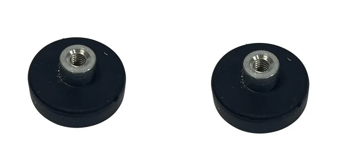 A black magnetic base mount bracket with a threaded stud for mounting LED lights.