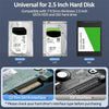A product image showing a universal adapter for 2.5 inch hard disks and SSDs, compatible with SATA HDD and SSD drives.