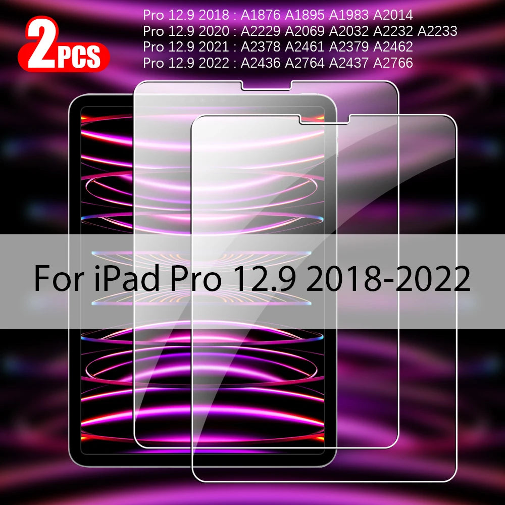 Two tempered glass screen protectors for iPad Pro 12.9 models from 2018 to 2022