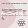 A collection of 113 pink Korea jelly OEM profile side print keycaps for mechanical keyboards.