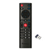 Black wireless gyro air mouse remote with backlit keys and voice control features