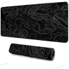 Black and white topographic map extended gaming mouse pad