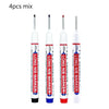 Four mixed long nib marker pens with tips for metal and woodworking