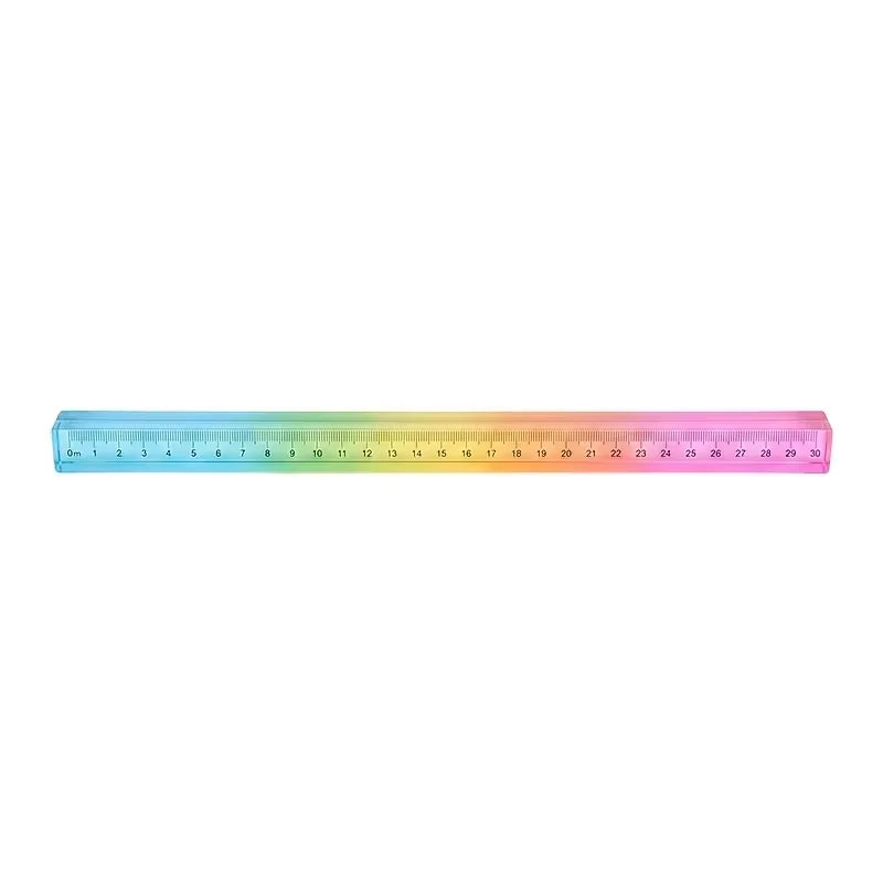 A ruler showing a color gradient from blue to purple to yellow and green.